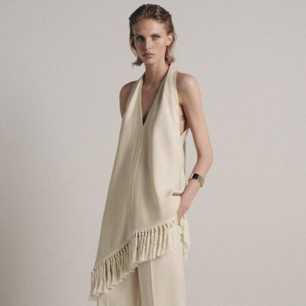 ZARA FRINGED HALTER TOP ZW COLLECTION